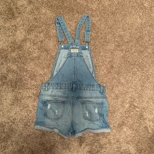 Zara Kids girls distressed denim overalls